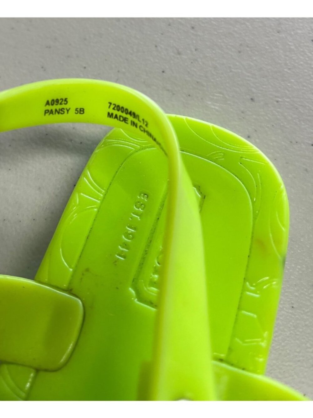 Coach Pansy Neon Green Jelly Sandals - Womens Size 5B - Adjustable Strap & Metal - Picture 4 of 4